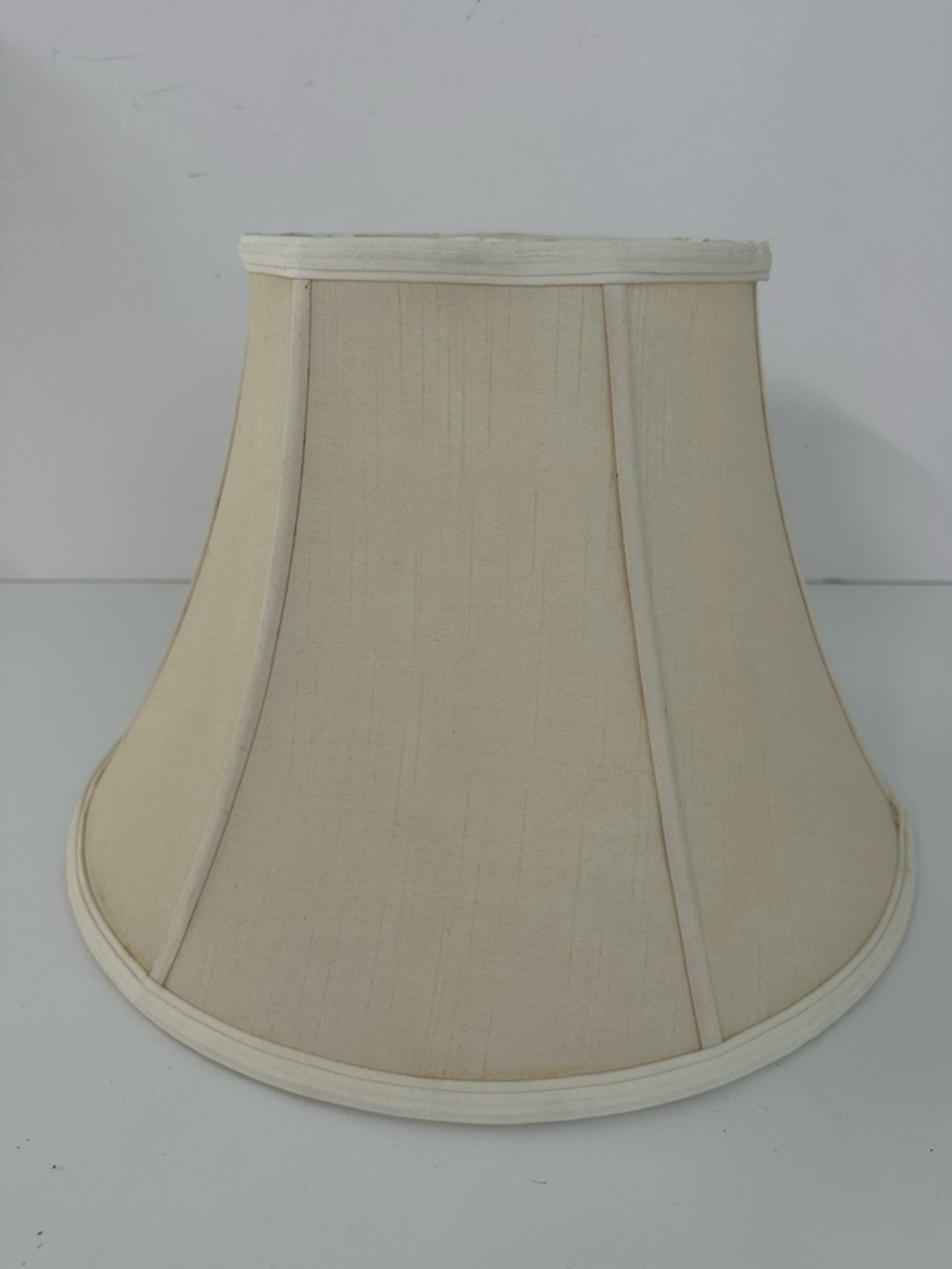 Cream Silk Ribbed Bell Lamp Shade